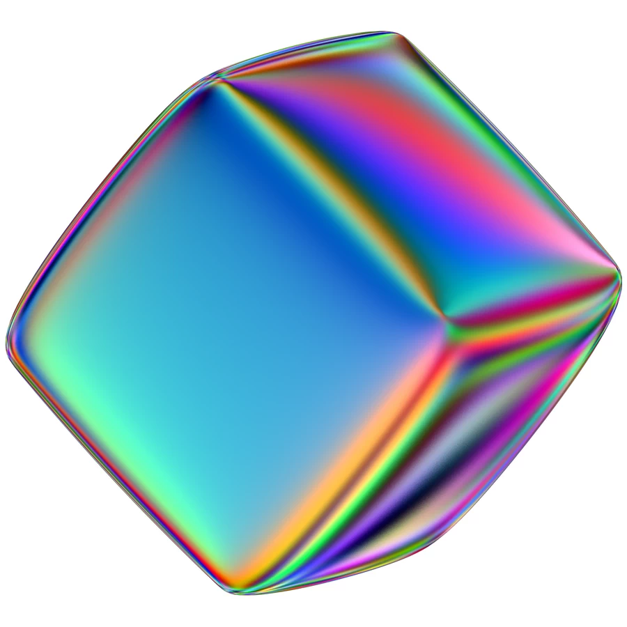潮流酸性全息金属镭射机能彩虹3D立体几何图形png免抠图片素材【070】